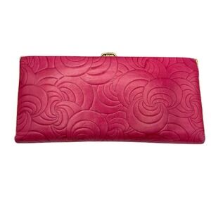 LODIS Ocean Wave Evening Framed Clutch Hot Pink Leather Luxury Minimalist Wallet